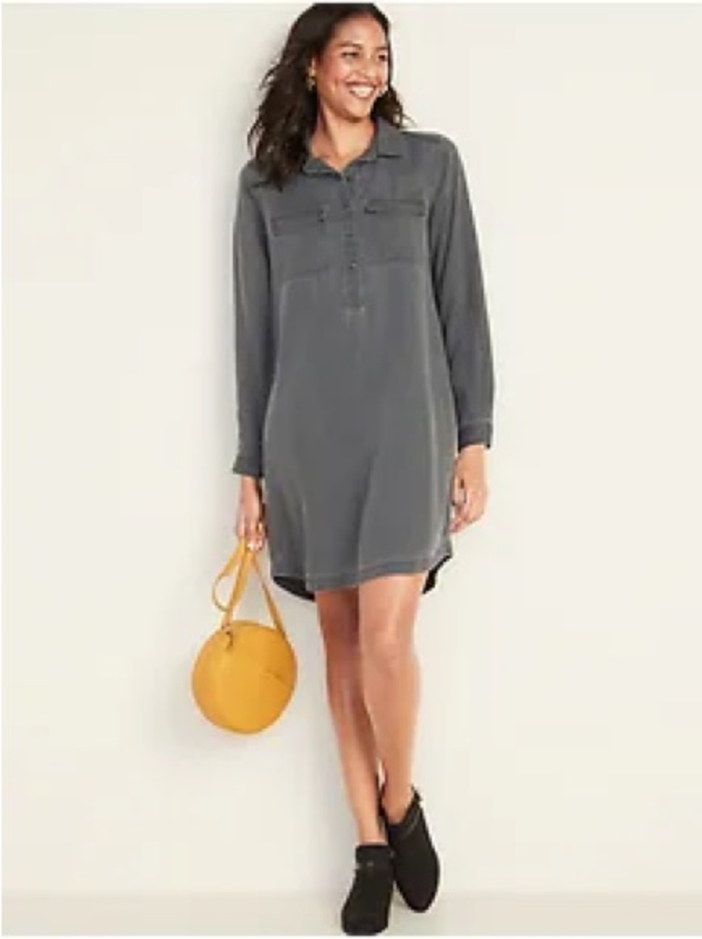 Old Navy Gray Washed Henley Tunic